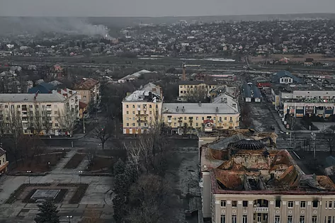 Vista aérea de Bajmut, en UcraniaLibkos | AP